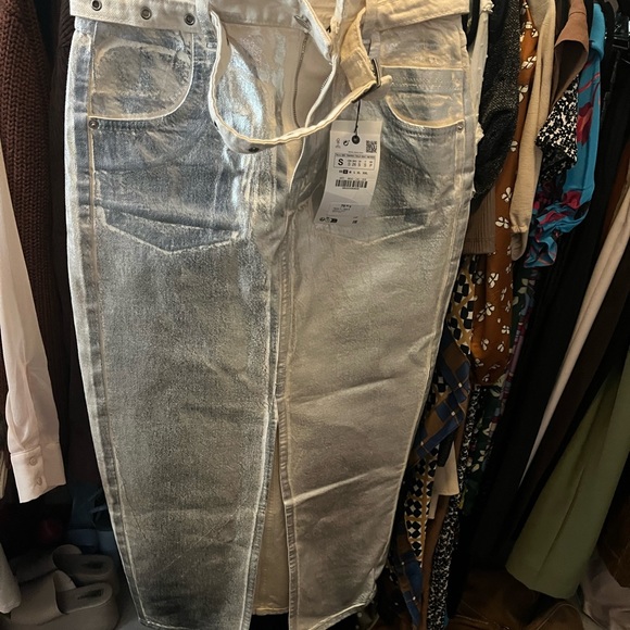 Metallic denim zara skirt - Picture 5 of 8